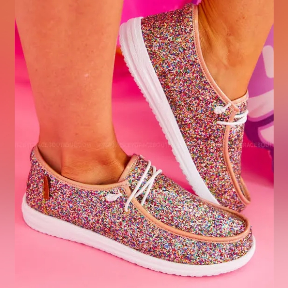 COPY - Multi color Confetti glitter shoes Size 7